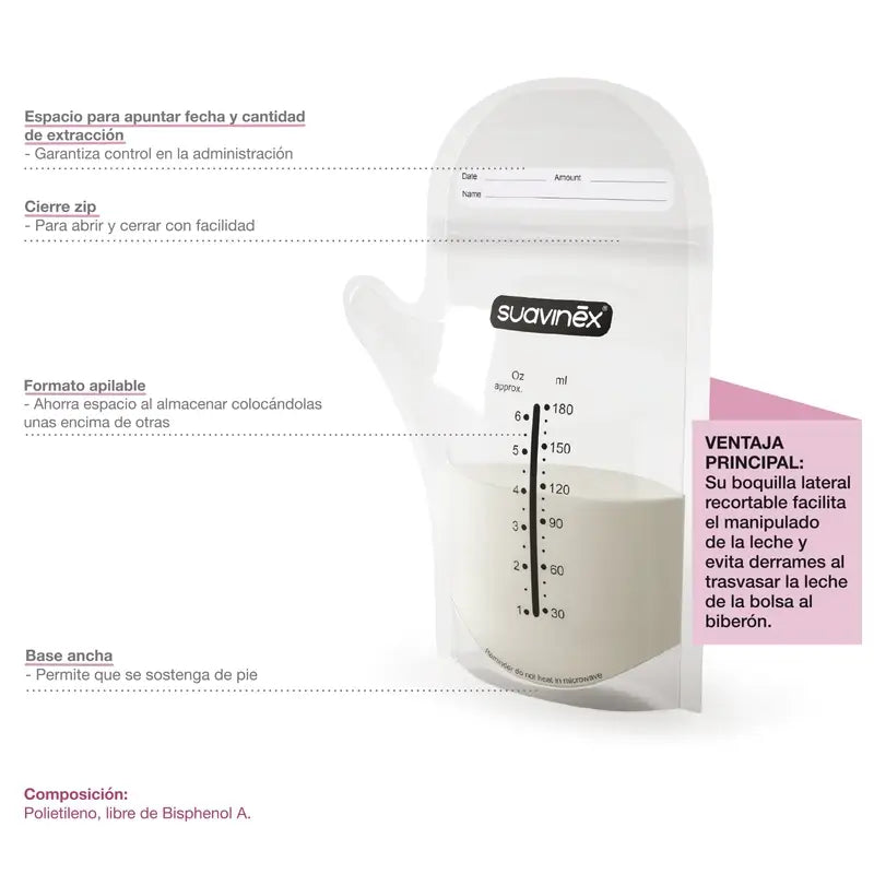 Suavinex Bolsas Almacenaje Leche Materna Pre-Esterilizadas 25 Uds
