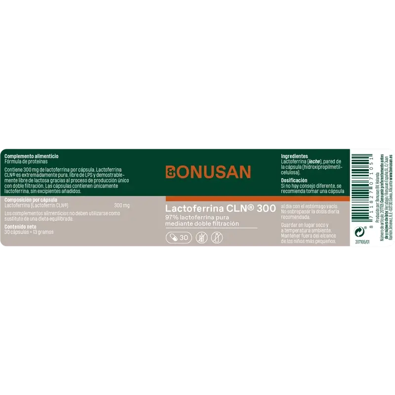 Bonusan Lactoferrina Cln® 300, 30 cápsulas