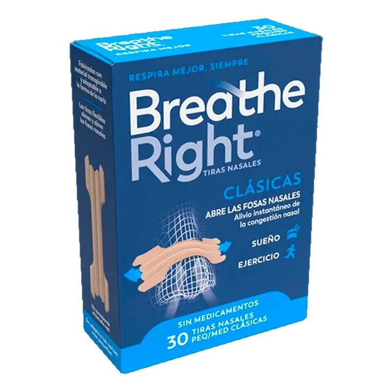 Breathe Right Tira Nasal Color Tamaño Pequeño-Medio 30 unidades