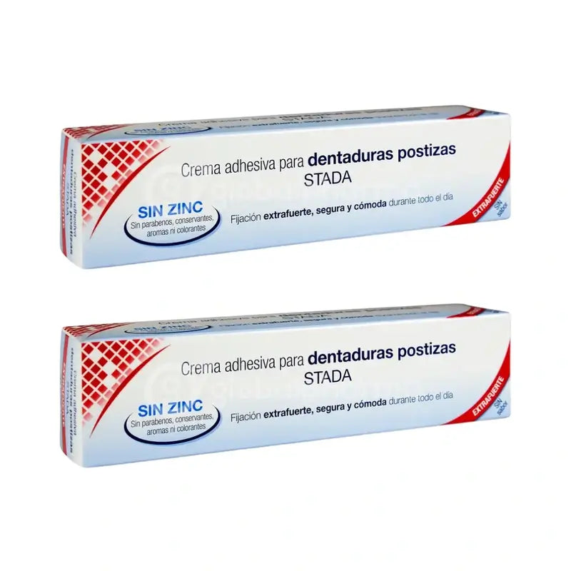 Care+ Crema Adhesiva Dentaduras Sin Zinc, 2 Unidades