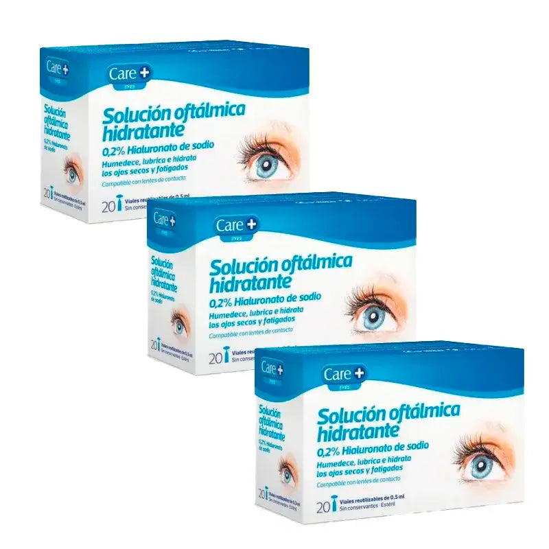 Care+ Solución Oftálmica Hidratante, Pack 3 x 20 Unidades