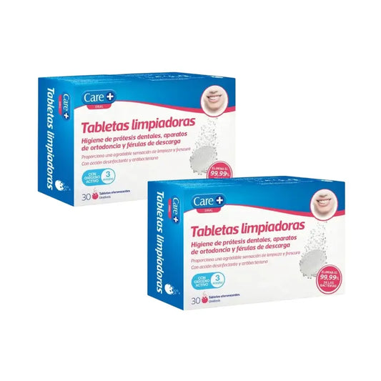Care+ Tabletas Limpiadoras, 2X30 Unidades