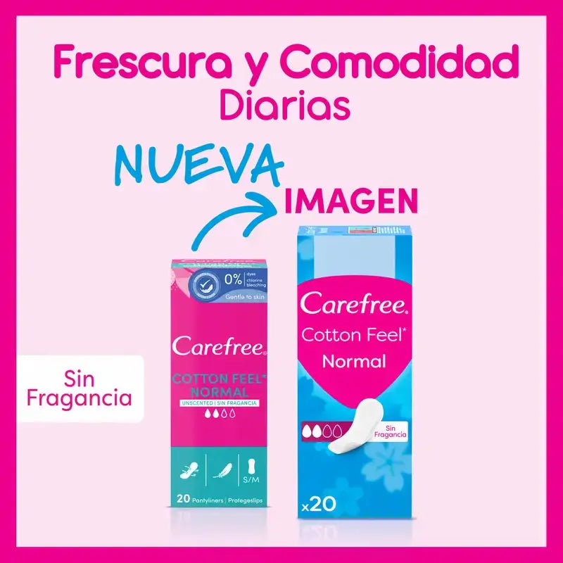 Carefree Cotton Feel Normal Sin Fragancia 20Uds