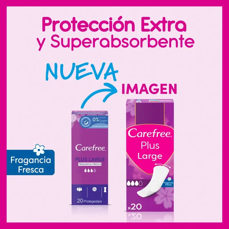 Carefree Plus Large Fragancia Fresca 20Uds