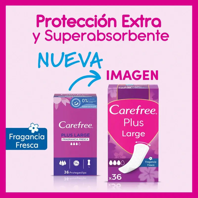 Carefree Plus Large Fragancia Fresca 36Uds