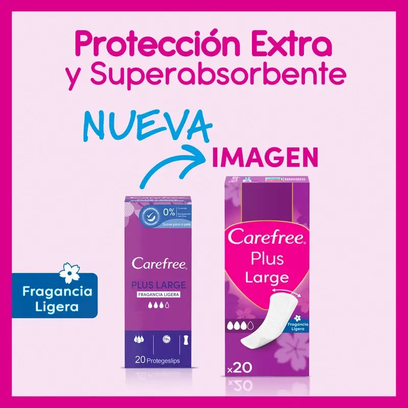 Carefree Plus Large Fragancia Ligera 20Uds
