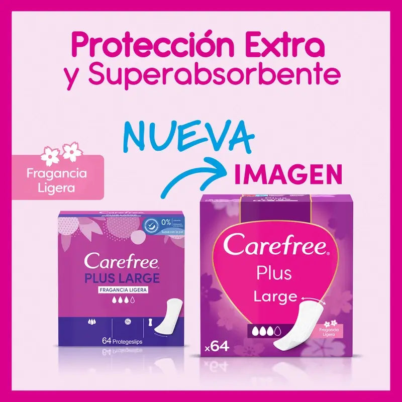 Carefree Plus Large Fragancia Ligera 64Uds