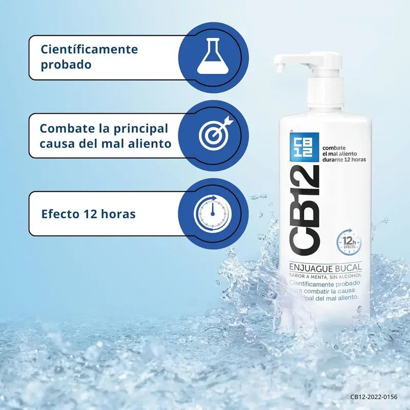 CB12 Mint Enjuague Bucal Halitosis Sabor Menta, 1000 ml