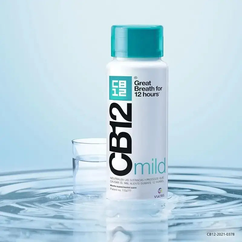 CB12 Mild Enjuague Bucal Halitosis Sabor Menta Suave, 250 ml