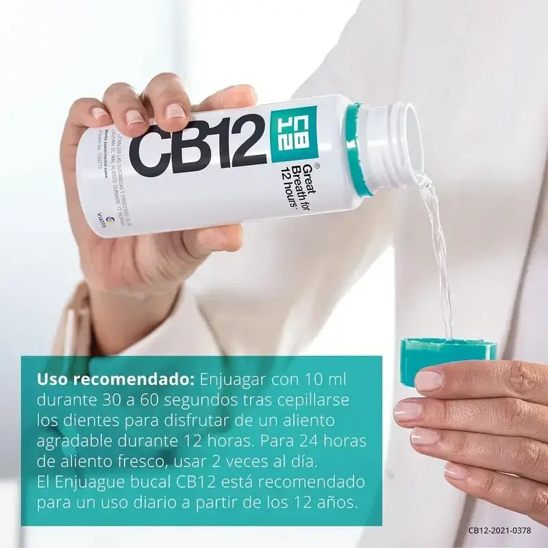 CB12 Mild Enjuague Bucal Halitosis Sabor Menta Suave, 250 ml