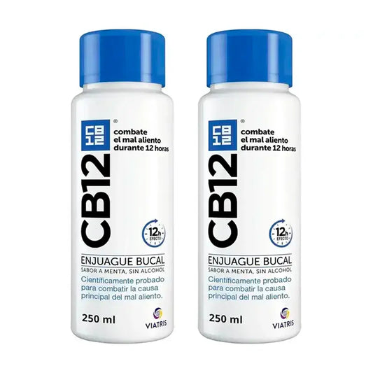 Cb12 Mint Enjuague Bucal Halitosis Sabor Menta, 2X250 Ml