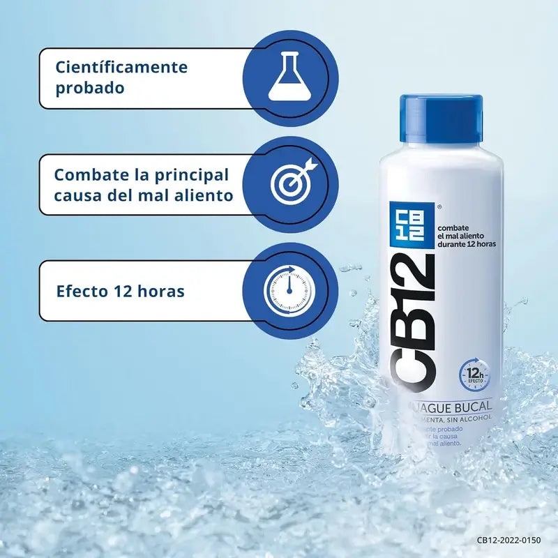 CB12 Mint Enjuague Bucal Halitosis Sabor Menta, 500 ml