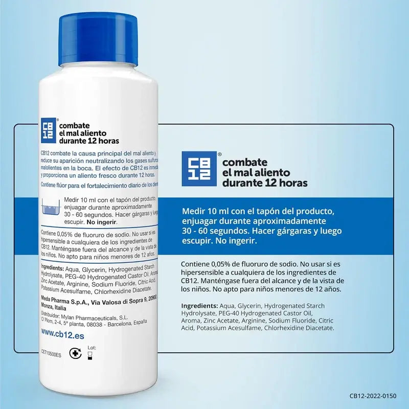 CB12 Mint Enjuague Bucal Halitosis Sabor Menta, 500 ml