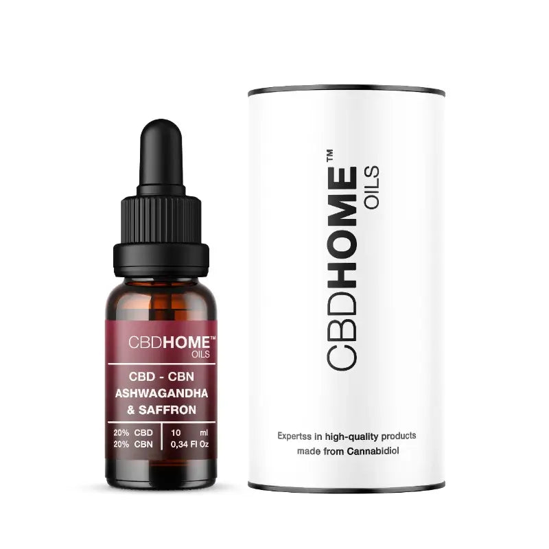 CBD HOME Aceite De Cbd 20% + Cbn 20% + Ashwagandha + Azafrán, 10 ml