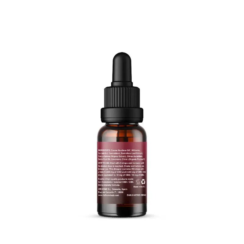 CBD HOME Aceite De Cbd 20% + Cbn 20% + Ashwagandha + Azafrán, 10 ml