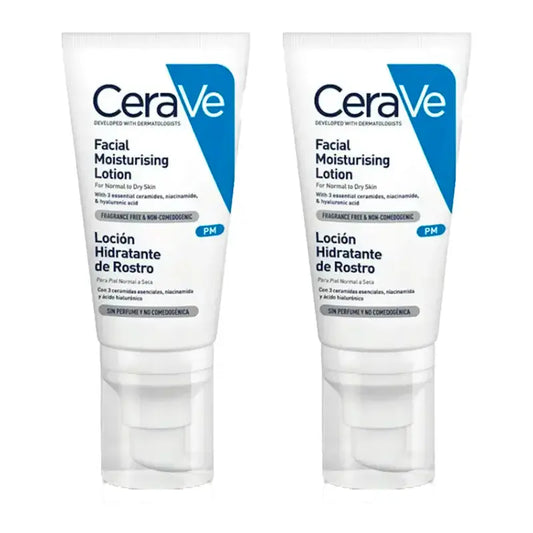 CeraVe Duplo Loción Hidratante De Rostro, 2X52 Ml