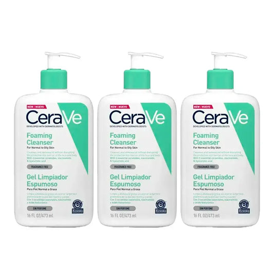 CeraVe Gel Limpiador Espumoso, Pack 3 x 473 ml