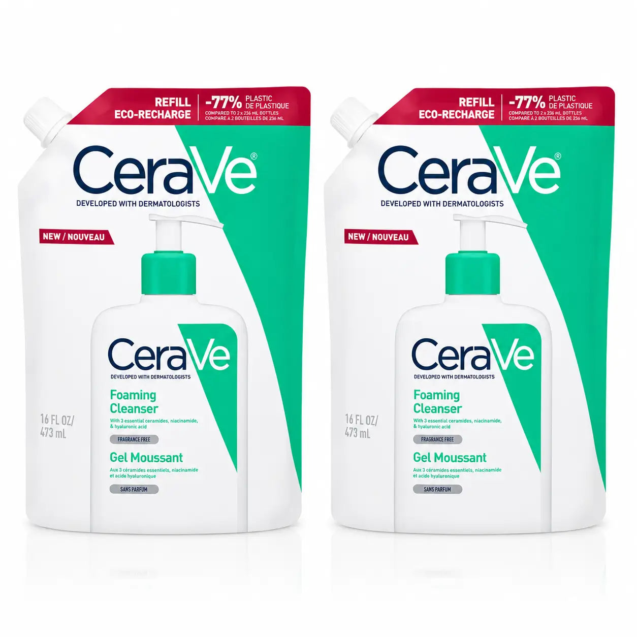 Cerave Pack Cerave Recarga Gel Limpiador Espumoso , 473 Ml, x2