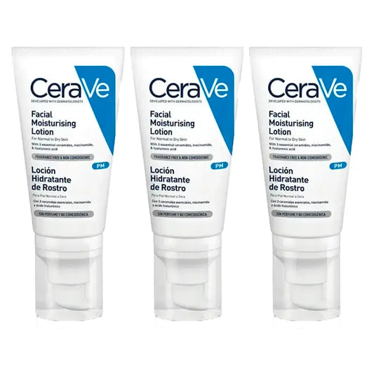 CeraVe Triplo Loción Hidratante De Rostro, 3X52 Ml