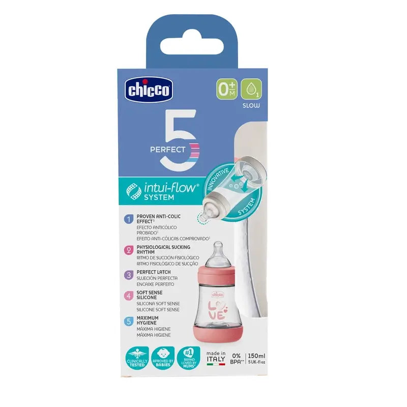 Chicco Biberón Perfect5 Rosa Flujo Normal 150 Ml 0M+