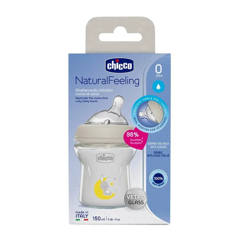 Chicco Biberón Vidrio Naturalfeeling 150 Ml Flujo Lento 0M+