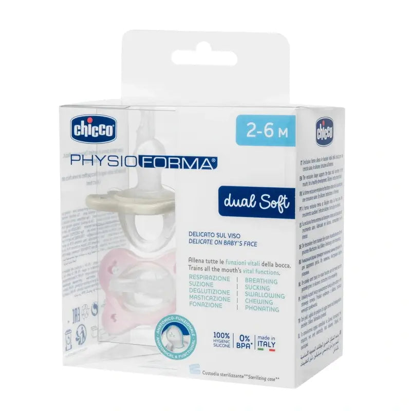 Chicco Chupete Physioforma Dual Soft Silicona Rosa 2-6M 2 Unidades