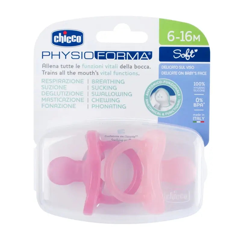 Chicco Chupete Physioforma Soft Rosa 6-16M 2 Unidades