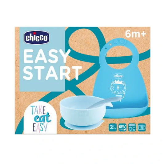 Chicco Take Eat Easy Set Comida Silicona Azul 6M+