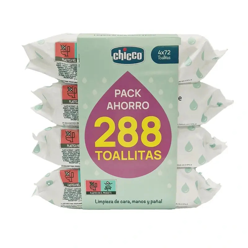 Chicco Tetrapack Toallitas Perfumadas Sin Tapa 4X72 Unidades