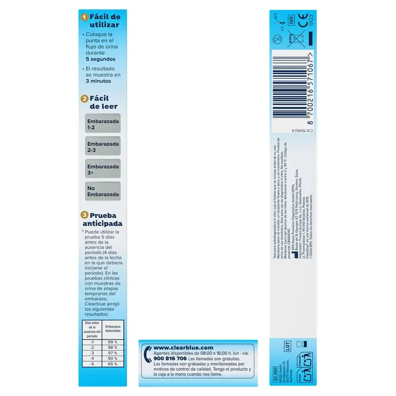 Clearblue Digital Prueba de Embarazo con Indicador de Semanas, 1 Test Digital