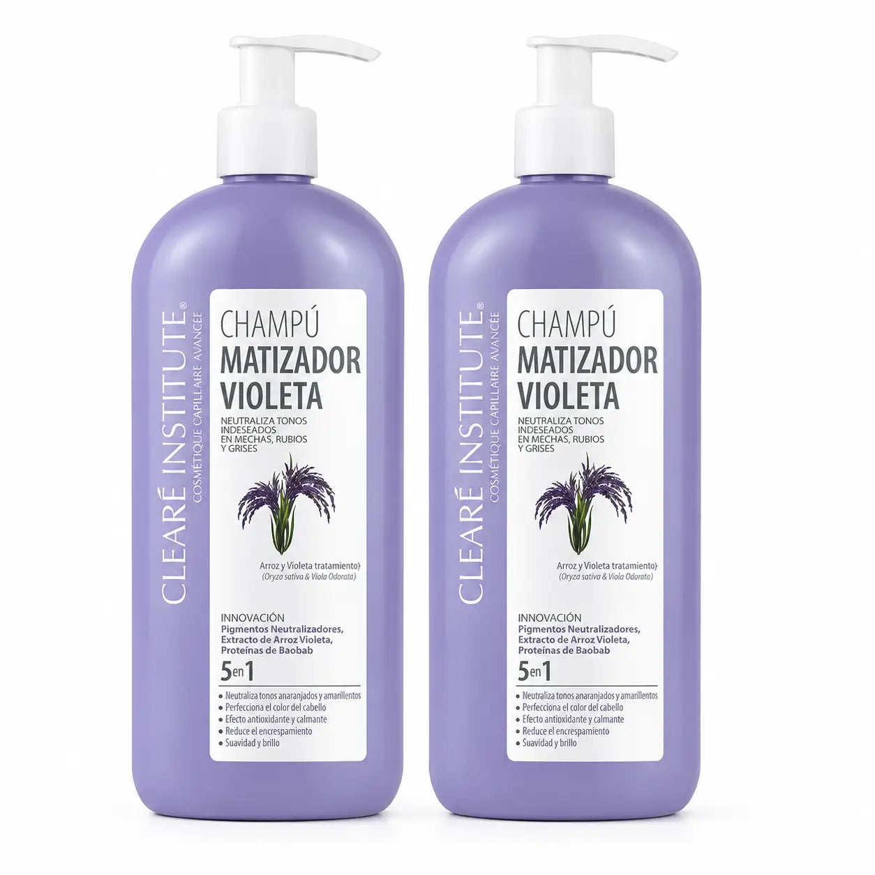 Clearé Institute Champú Matizador Violeta 400 Ml , pack 2