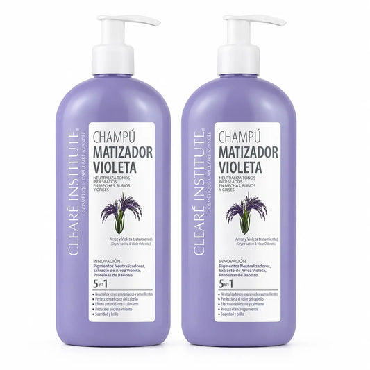 Clearé Institute Champú Matizador Violeta 400 Ml , pack 2