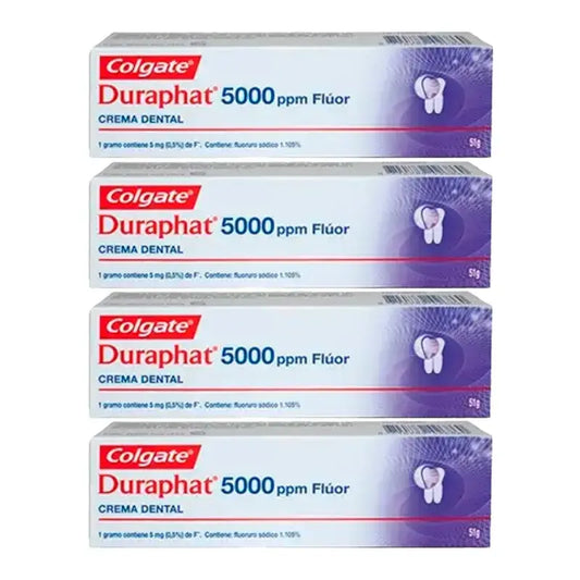 Colgate Duraphat 5000 Ppm Flúor Crema Dental, Pack 4 x 51 ml
