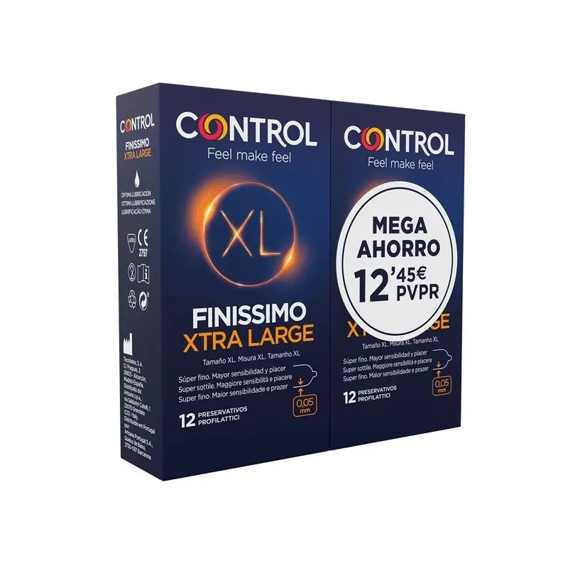 Control Finissimo XL Preservativos Pack Ahorro, 12x2 Unidades