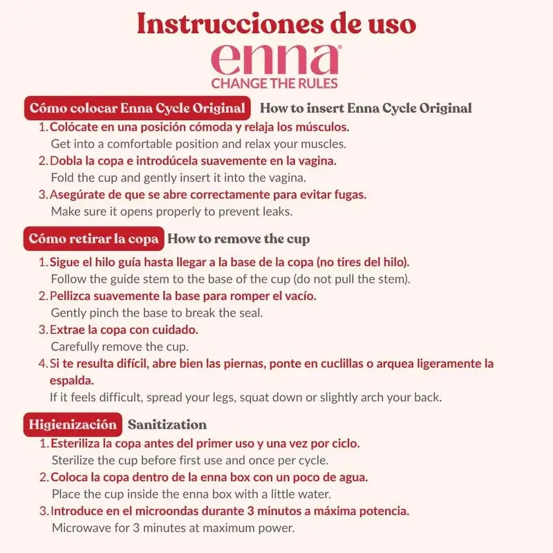 Enna Cycle Original Copa Menstrual Sin Aplicador, Talla M