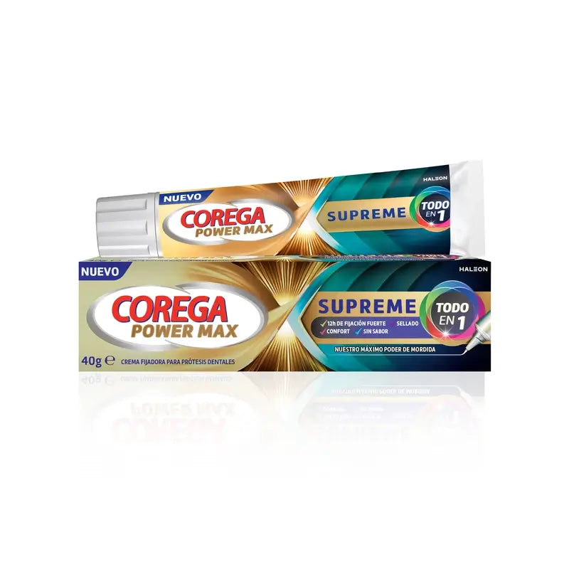 Corega Power Max Supreme Crema Fijadora Prótesis Dental , 40 gr