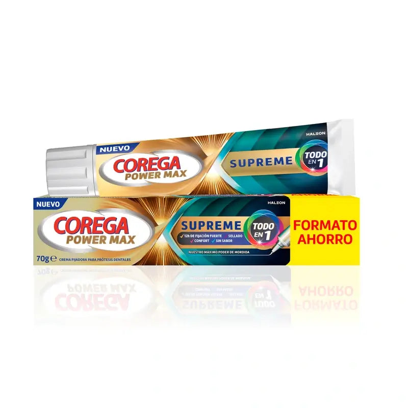 Corega Power Max Supreme Crema Fijadora Prótesis Dental , 70 gr