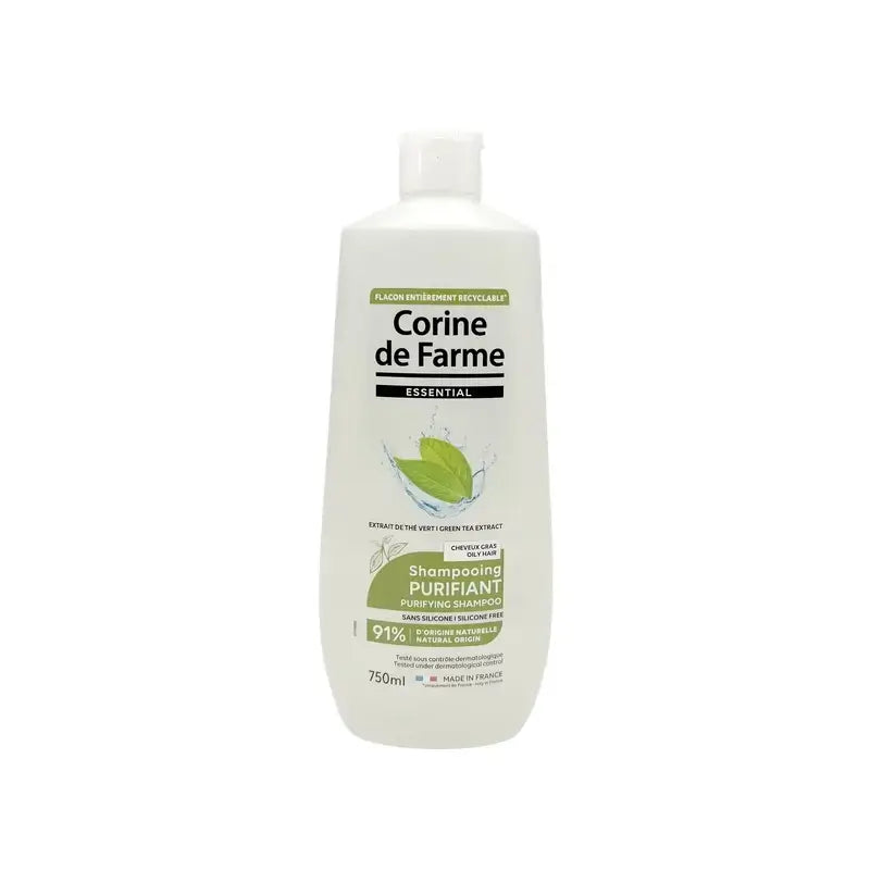 Corine De Farme Champú Purificante Con Extracto De Té Verde, 750 ml