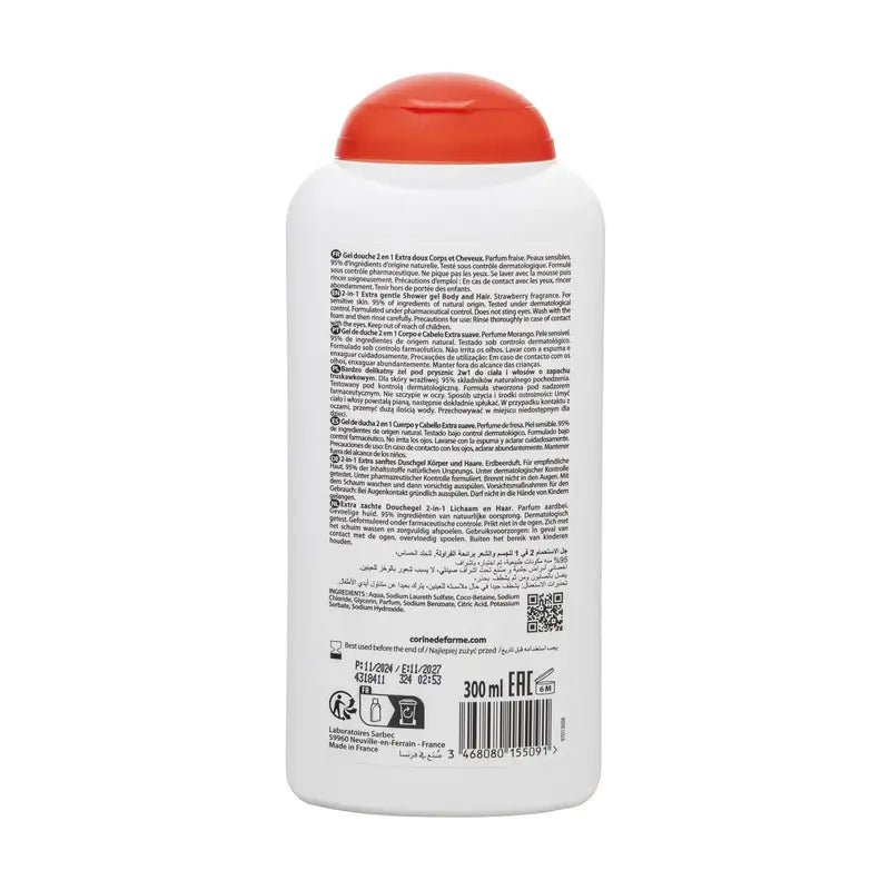 Corine De Farme Gel De Ducha 2 En 1 Cuerpo & Cabello Kids Fresa , 300 ml