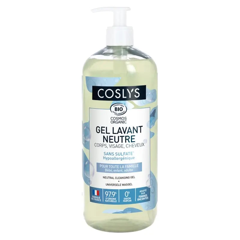 Coslys Gel De Ducha Universal Neutro: Sin Perfume, Cara, Cuerpo Y Cabello, 1000 ml