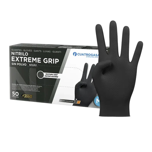 Cuatrogasa Guante Nitrilo Extreme Grip Negro M Negro, 100 unidades
