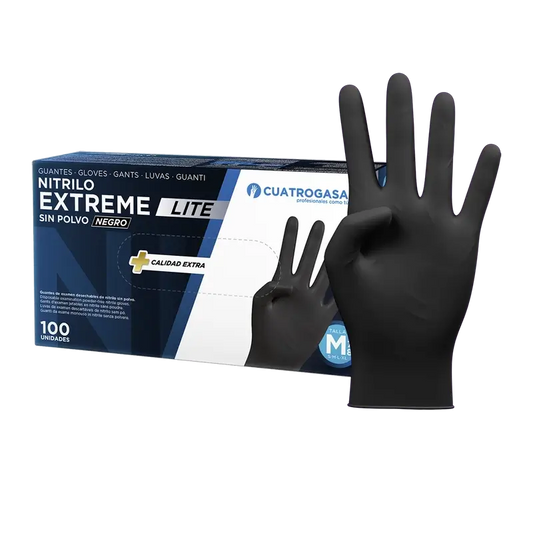 Cuatrogasa Guante Nitrilo Extreme Lite Negro M, 100 unidades