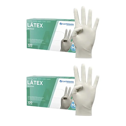 Cuatrogasa Guantes Latex Sin Polvo Blanco Talla M, 2X100 Unidades