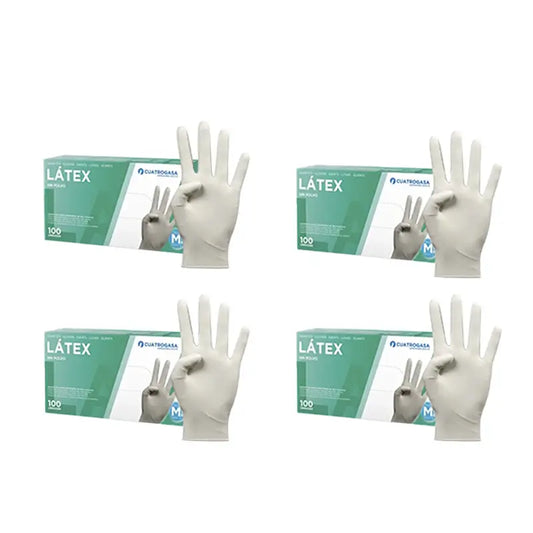 Cuatrogasa Guantes Latex Sin Polvo Blanco Talla M, 4X100 Unidades