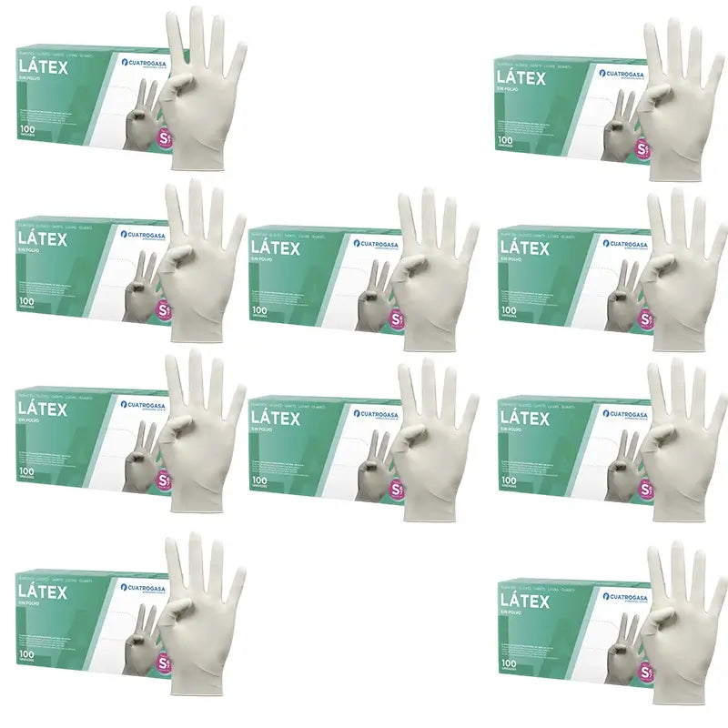 Cuatrogasa Guantes Latex Sin Polvo Blanco Talla S, 10X100 Unidades