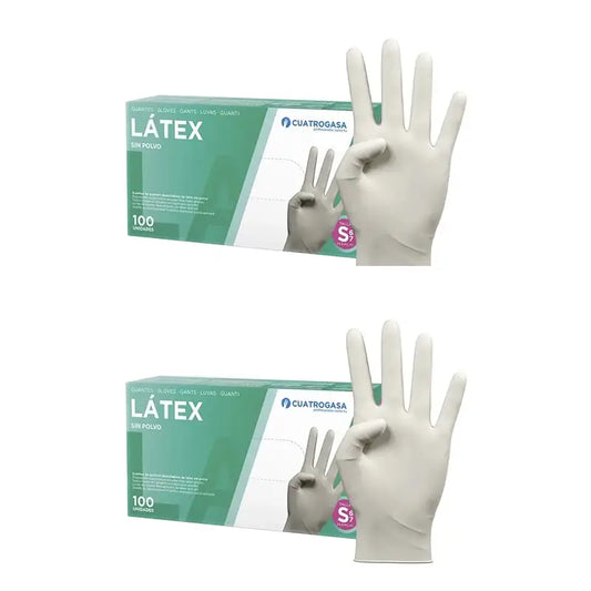 Cuatrogasa Guantes Latex Sin Polvo Blanco Talla S, 2X100 Unidades