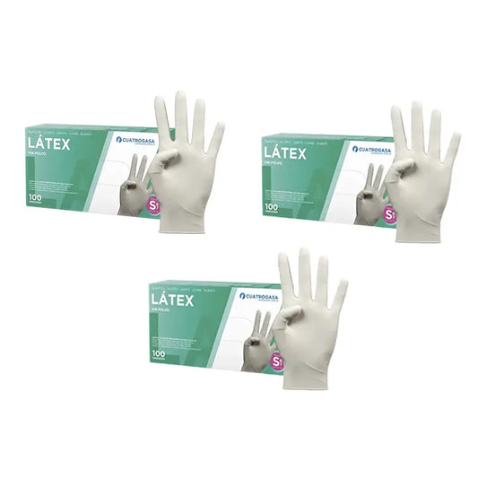 Cuatrogasa Guantes Latex Sin Polvo Blanco Talla S, 3X100 Unidades