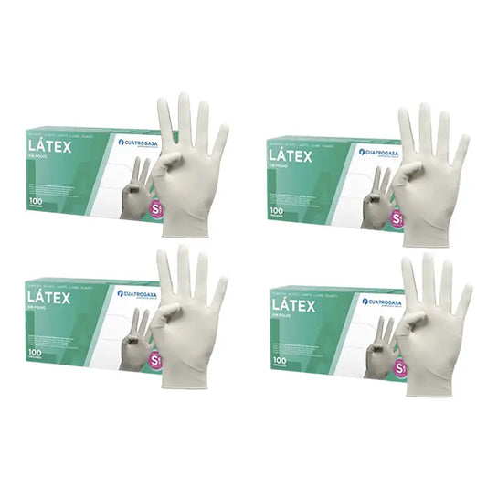 Cuatrogasa Guantes Latex Sin Polvo Blanco Talla S, 4X100 Unidades