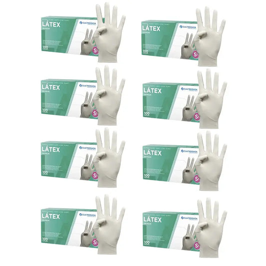 Cuatrogasa Guantes Latex Sin Polvo Blanco Talla S, 8X100 Unidades