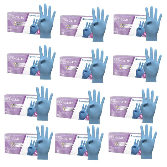 Cuatrogasa Guantes Nitrilo Dermolite Sin Polvo Azul Talla S, 12X100 Unidades